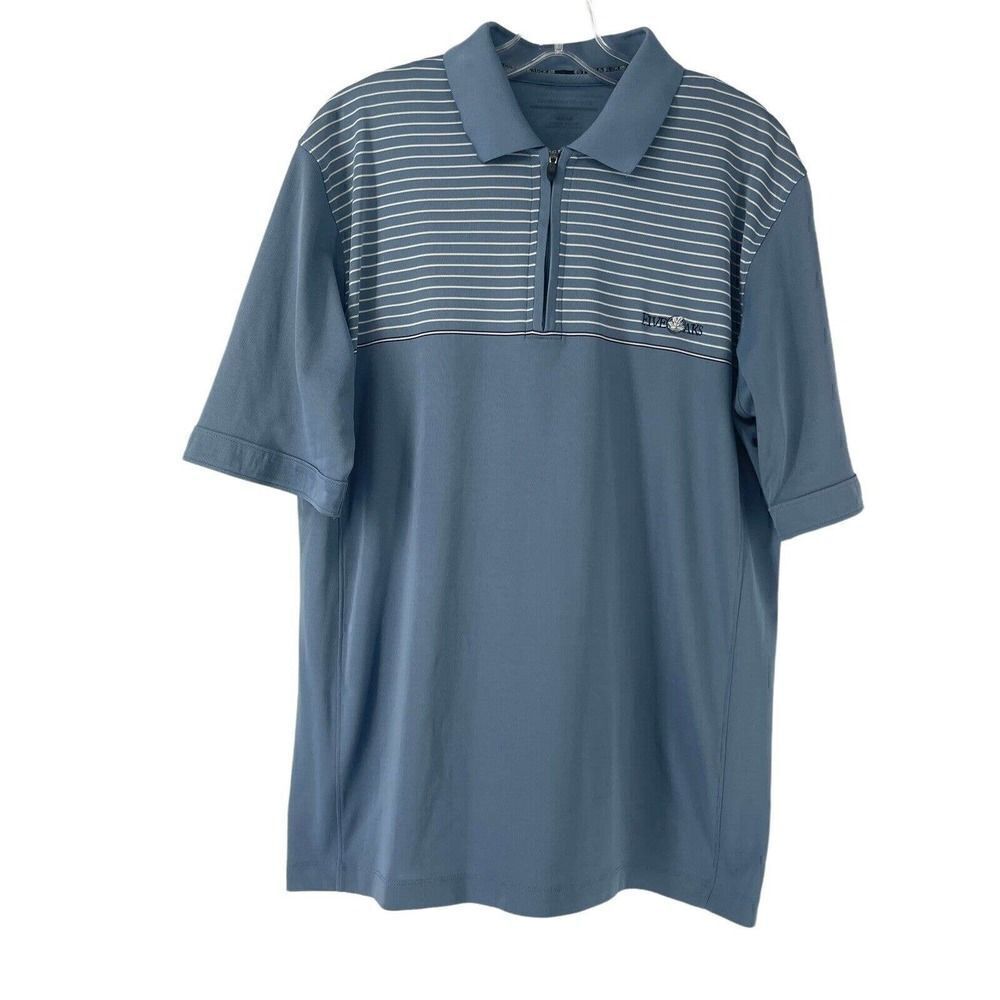 Cutter & Buck Golf Polo Quarter Zip Blue Short Sleeve Five Oaks Mens Size Large